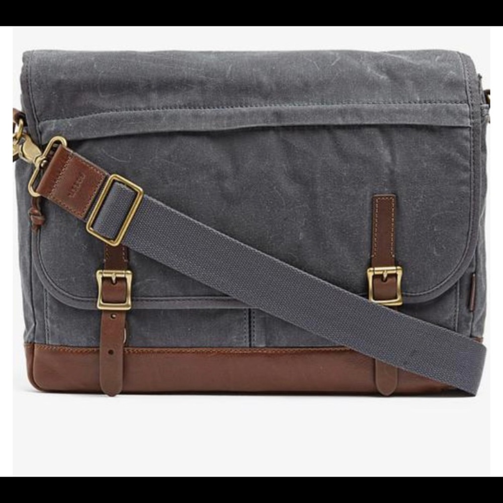 Fossil GUC canvas and leather messenger bag